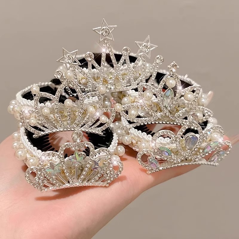 Princesa coronada en fuga Princesa perilla de cabello de niña perilla de cabello de cola de caballo perilla de cabello de niña perilla tarjeta de cabello tocado