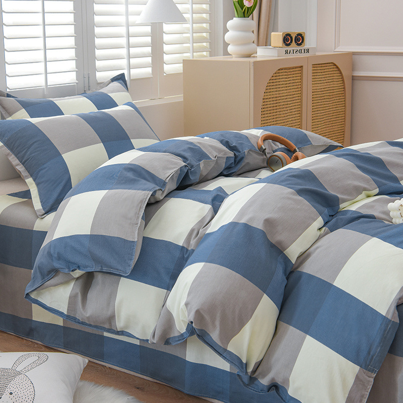 Juego de Ropa de Cama de Algodón Puro Cepillado 2024, Juego de Cuatro Piezas con Funda Nórdica, Sábana Bajera Ajustable, Juego de Tres Piezas para Dormitorio, Lujo Ligero de Invierno