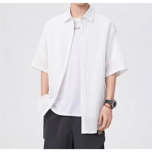 Men's Western Brocade Striped Tailored Short-Sleeve Shirt Best Seller Amazon Men's Casual Wear