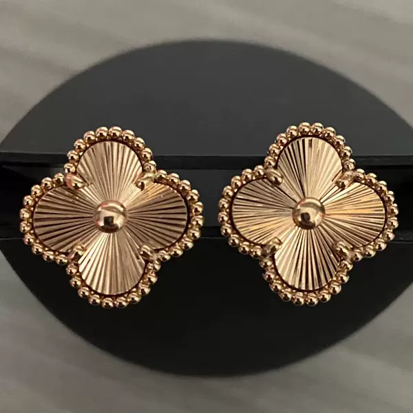 Rose Gold [Laser Style 1.5cm] Stud Earrings