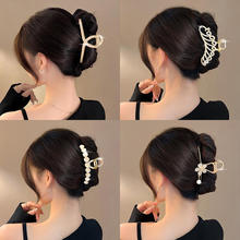 法式高级感抓夹女大号发夹后脑勺头发盘发ins气质奶色鲨鱼夹批发