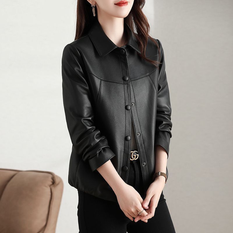 Fashionable Short Leather Jacket for Women 2025 Autumn New Simple Leather Coat for a Youthful and Stylish Middle-Aged Look