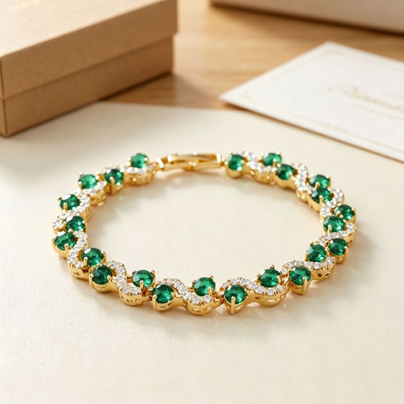 European and American Creative S-Shaped Zircon Bracelet, Fashionable and Trendy Colorful Diamond Bracelet, Light Luxury, Exquisite, Versatile, High-End Jewelry for Women