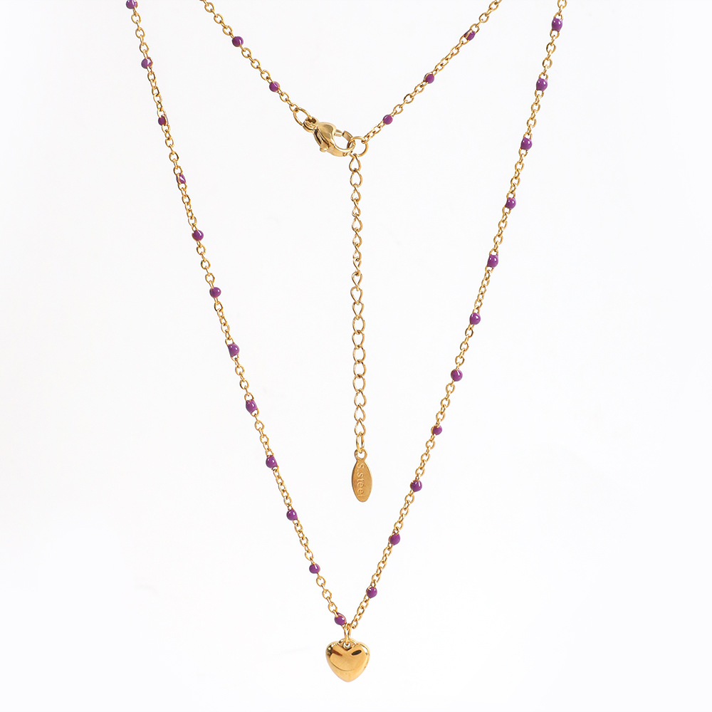 6g Weight Pendant Necklace Classification 1 Piece Quantity Daily, Street Occasion Stainless Steel, Titanium Steel Material Heart Shape Pattern Women's Gender Enamel, Plating Design Simple Style Style Simple Style Heart Shape Stainless Steel Titanium Steel Enamel Plating Pendant Necklace 4