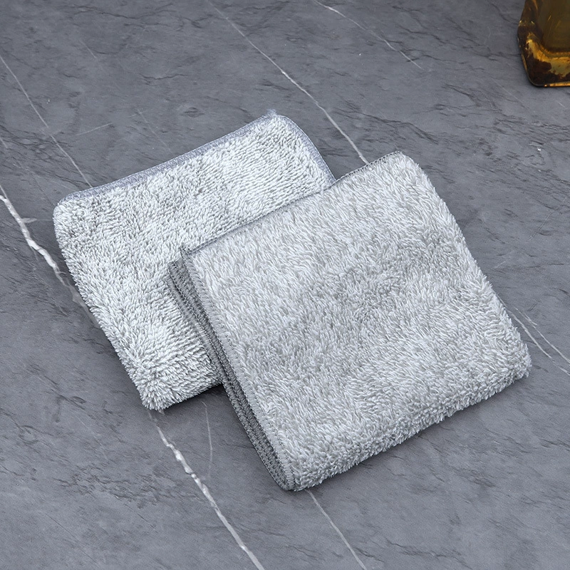 Bamboo charcoal cleaning cloth, thickened absorbent kitchen rag, sizes 25×25 cm and 30×30 cm, multi‑pack