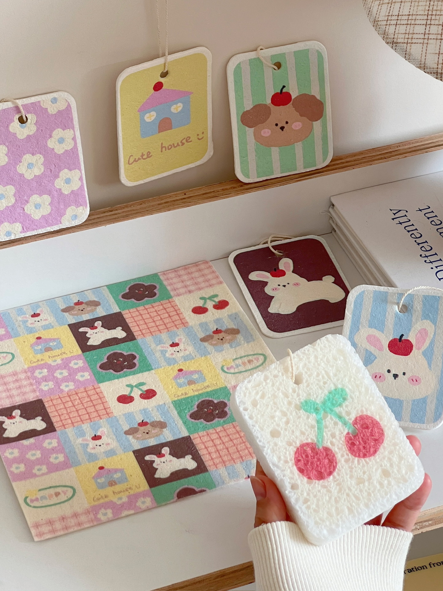 7g Weight Cleaning Cloths Kitchen and drinking utensils 1 Piece Quantity wood fiber Material Animal Pattern Unisex Gender Cute Style Cute Animal Wood Fiber Cleaning Cloths 1 Piece 16