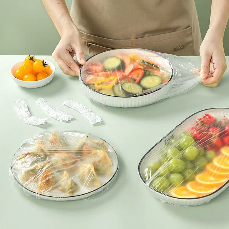 家庭用使い捨てラップフィルムカバー、外国貿易専用食品グレードラップフィルムカバー、ボウルカバー、残り物の伸縮性口|undefined