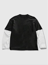B 71642 Men's Color Block Long Sleeve T-Shirtײɫƴ�ӳ���T