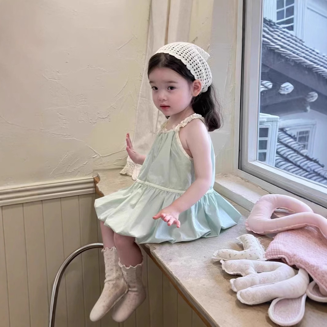 Girl's dress Summer 2025 New Girl's Stylish Flower Bud dress Summer Dress Baby's Pure Cotton Vestal Dress