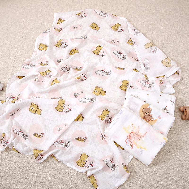2-Layer Bamboo Cotton Swaddling Blanket 110*110 Summer Thin Baby Swaddling Blanket Baby Swaddling Blanket Delivery Room Supplies