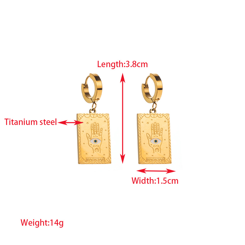 20g Weight PVD Coated 18K Gold Plated U Shape Devil's Eye Flower 304 Stainless Steel Glass Vintage Style Waterproof Non Tarnish Drop Earrings