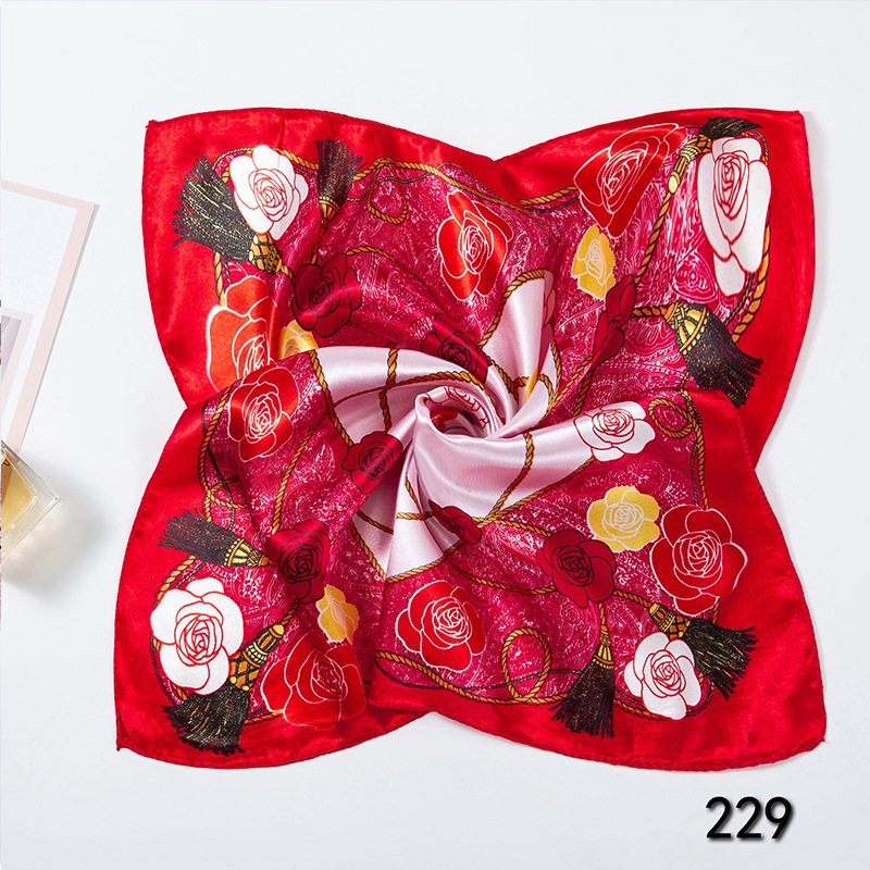 35g Weight Silk Scarf Classification Office, Daily Occasion Satin Cloth Material Star, Flower Pattern Spring&Summer Season Women's Gender Printing Design Elegant Style Women's Elegant Star Flower Satin Cloth Printing Silk Scarf 25