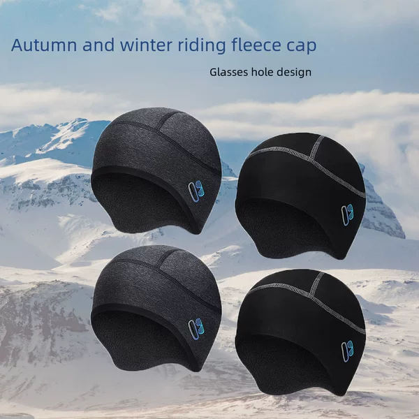 Cross-border autumn and winter riding ear-covering warm hat running skiing brimless toe cap glasses hole helmet lining headgear