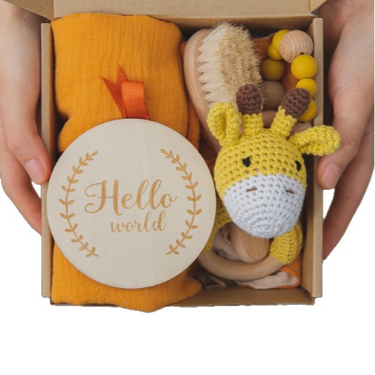 Caja de regalo para bebés, cadena de tetas, fieltro, libro tranquilo, muñecas de animales, juguetes de manta hechos a mano.