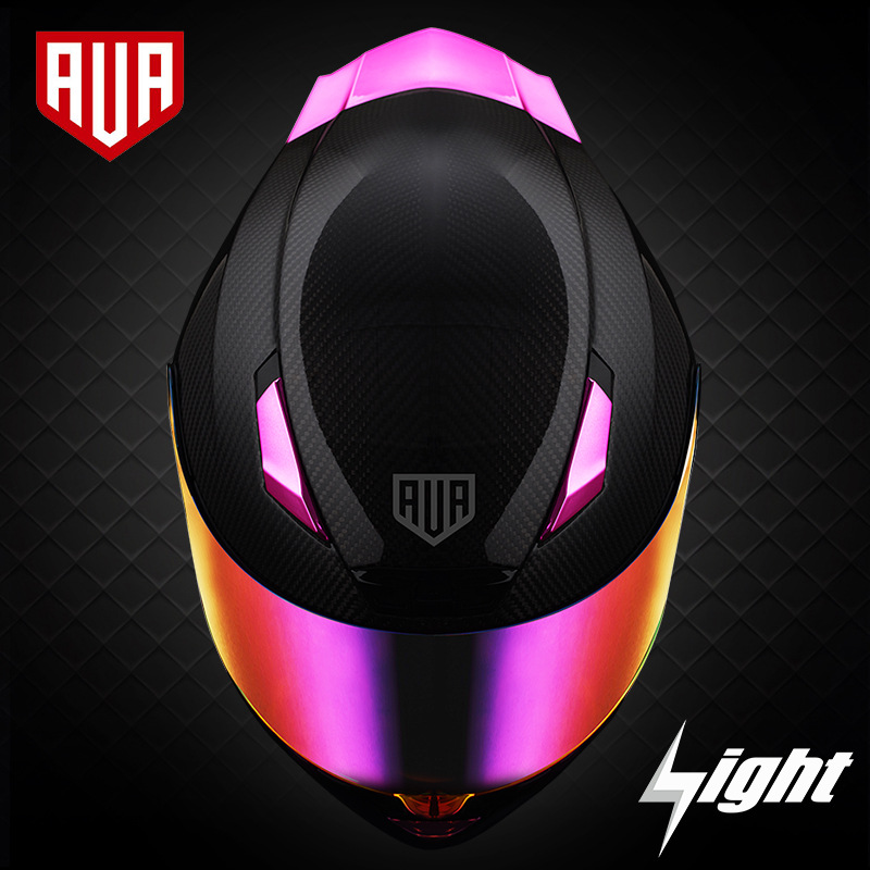 AVA rayo casco de fibra de carbono casco de la motocicleta hombres y mujeres Guerrero Negro casco completo anti-niebla de la motocicleta de cola grande de liquidación