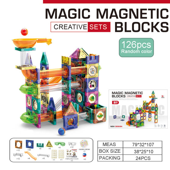 <Amazon> children's gift track ball magnetic piece building blocks parent-child puzzle assembled toy gift 3-6 years old