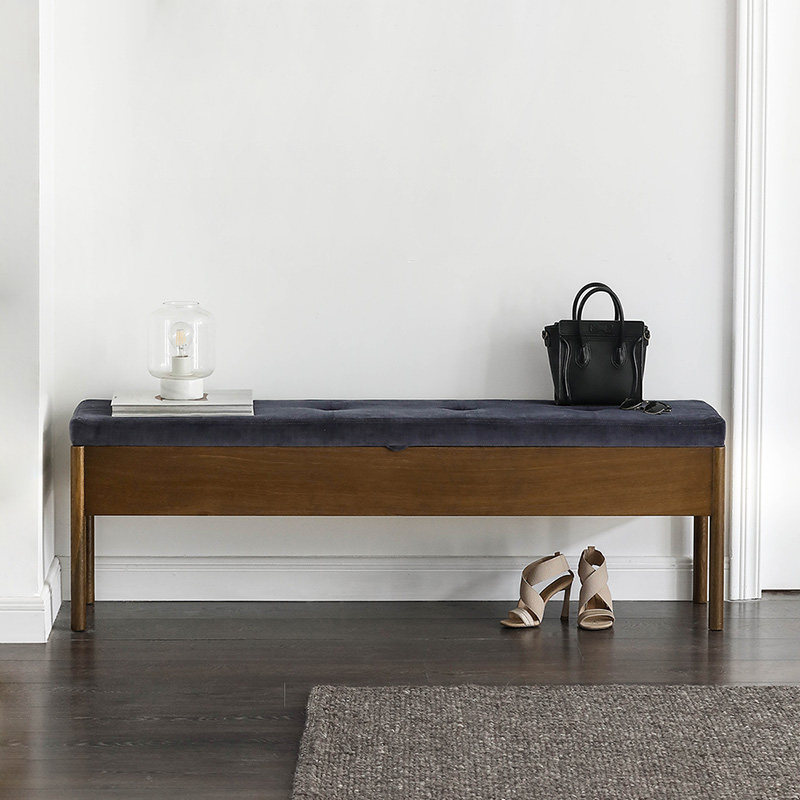 Nordic solid wood long bench with storage, home entryway shoe changing bench, sofa bench in front of the bed, bedroom end-of-bed bench