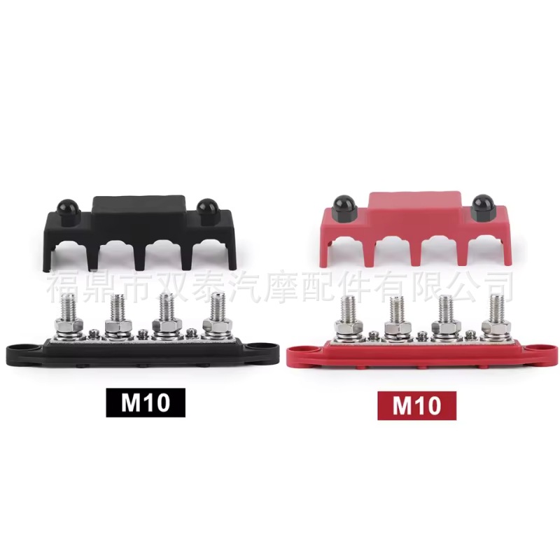 Copper Busbar for Rvs and Boats, M8 M10 High-Current Wiring Studs, 4-Way Stud Pure Copper Distribution Block