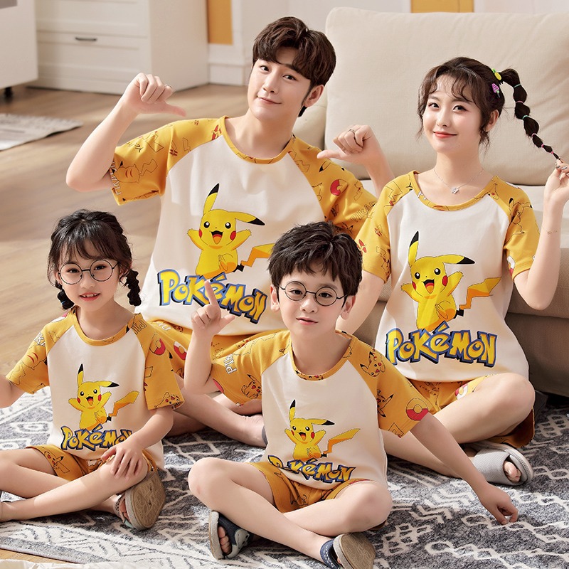 Parent-Child Pajamas, Pure Cotton, Summer, Boys and Girls, Family of Four, Mother and Daughter, Round Neck, Comfortable, Outerwear, Home Wear Set, Short Sleeves Parent-Child Pajamas, Pure Cotton, Summer, Boys and Girls, Family of Four, Mother and Daughter, Round Neck, Comfortable, Outerwear, Home Wear Set, Short Sleeves