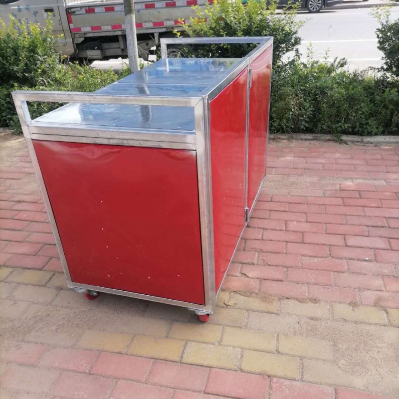 Trolley Stall up Foldable Disassemble Snack cart Dining car cold drink outdoors goods shelves Ice powder