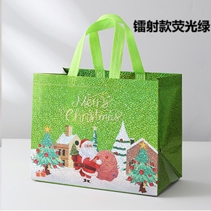 Linhai spot bolsa de regalo de Navidad láser de Santa Claus bolsa no tejida bolsa de película de Navidad bolsa de regalo de fiesta