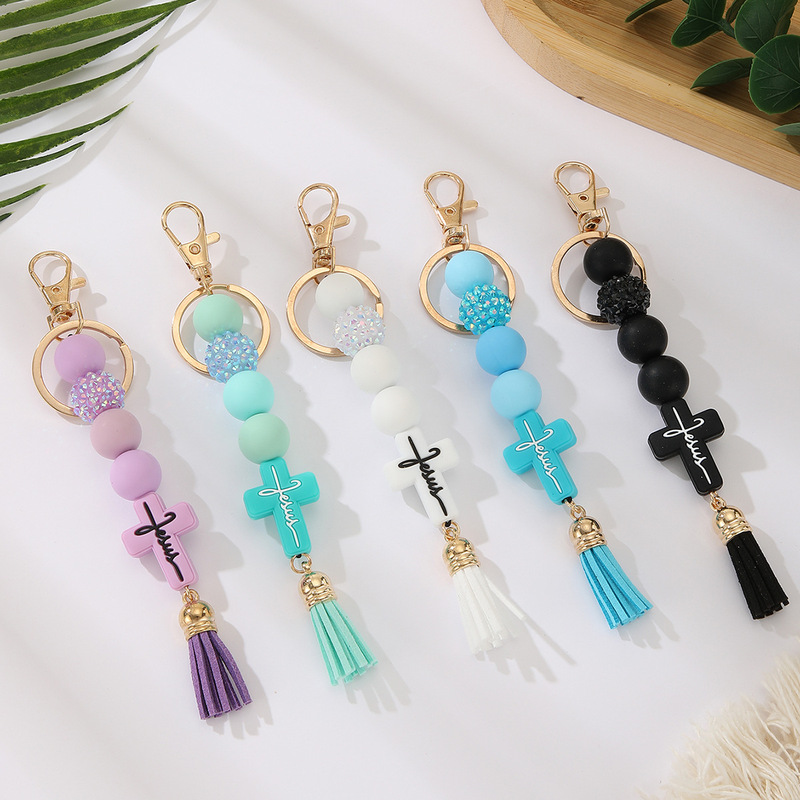 New Silicone Bead Pendant with Pu Tassel, Silicone Cube Bead Bag Charm, Popular in Europe and America, Anti-Loss Keychain Charm New Silicone Bead Pendant with Pu Tassel, Silicone Cube Bead Bag Charm, Popular in Europe and America, Anti-Loss Keychain Charm