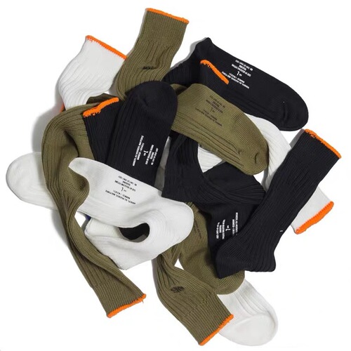Champion MDNS, same as Mandy Leung, orange edge striped embroidery mid-calf socks, street-style thick knit socks, INSA men's and women's sports socks