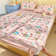 秋冬季加厚卡通夹棉牛奶绒床笠儿童保暖全包围床罩学生枕套三件套