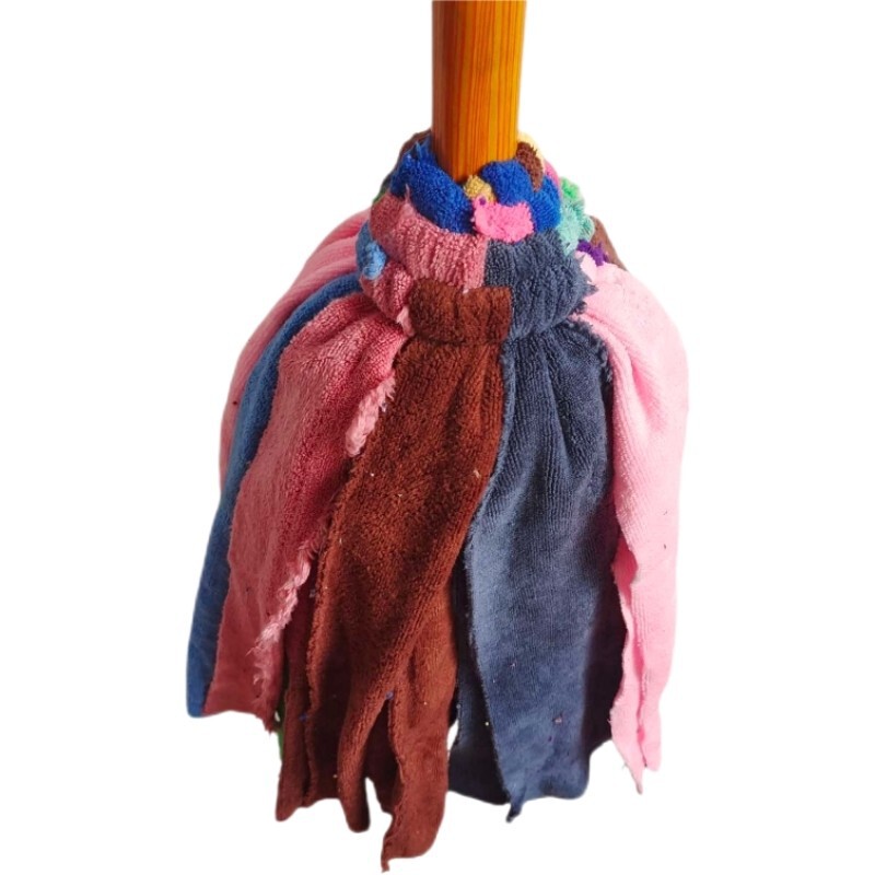 Fiber Wooden Handle Mop with Round Head, Traditional Long Cotton String Mop, Manual Wringing, Absorbent, for Household Floor Cleaning Fiber Wooden Handle Mop with Round Head, Traditional Long Cotton String Mop, Manual Wringing, Absorbent, for Household Floor Cleaning