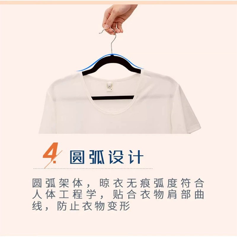 (Envío gratis) Percha para adultos flocado antideslizante 45CM almacenamiento sin costuras acabado ropa de plástico colgante soporte de ropa fábrica al por mayor