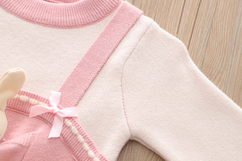 Coniglio cartone animato per bambina finto 2 pezzi di lana autunno inverno, abito da principessa lavorato a maglia elegante e carino per bambina_voghion.com