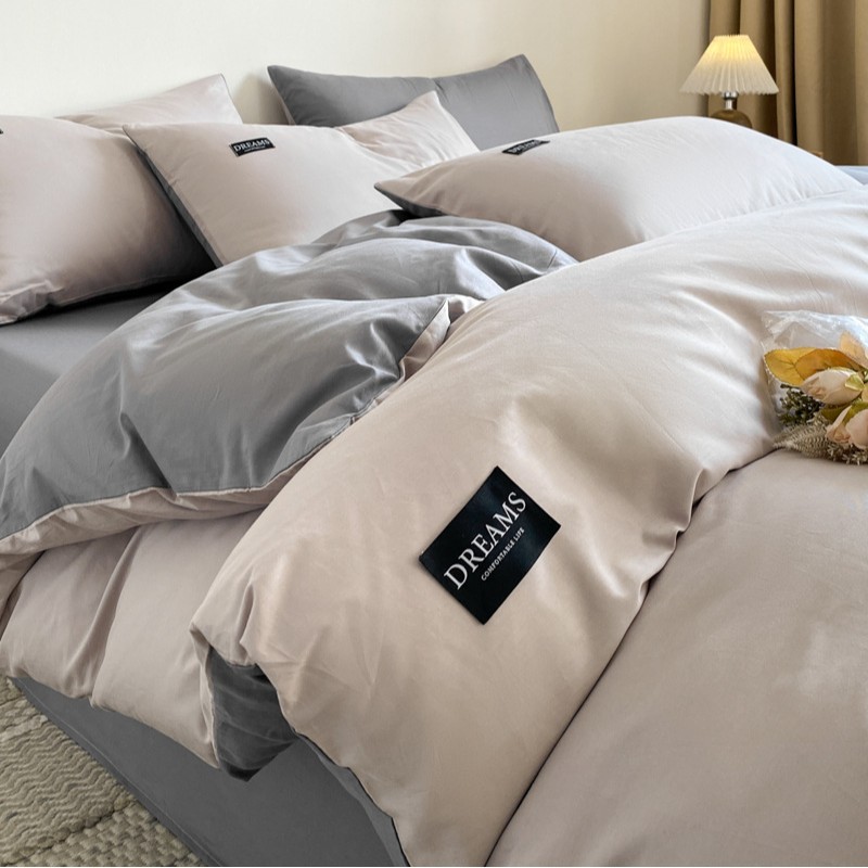 Luz de lujo alto algodón de lana larga cuatro piezas de sábanas de algodón cubierta de colcha de algodón dormitorio individual tres piezas de ropa de cama