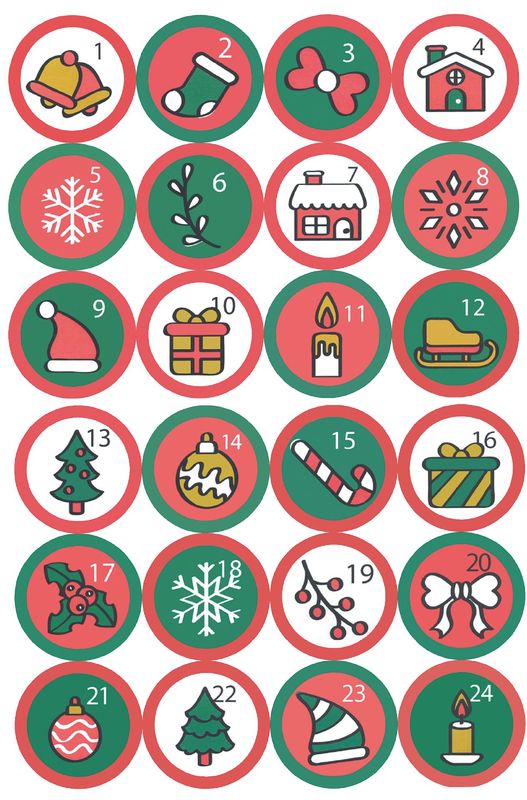 24枚の円形のステッカーのクリスマスのステッカーの漫画シリーズのデジタルのステッカーの便利なシールのステッカー|undefined
