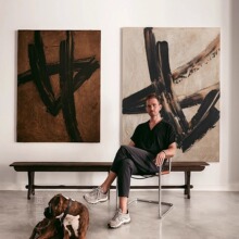 侘寂风抽象客厅装饰画法式复古玄关沙发背景挂画高级感民宿卧室画