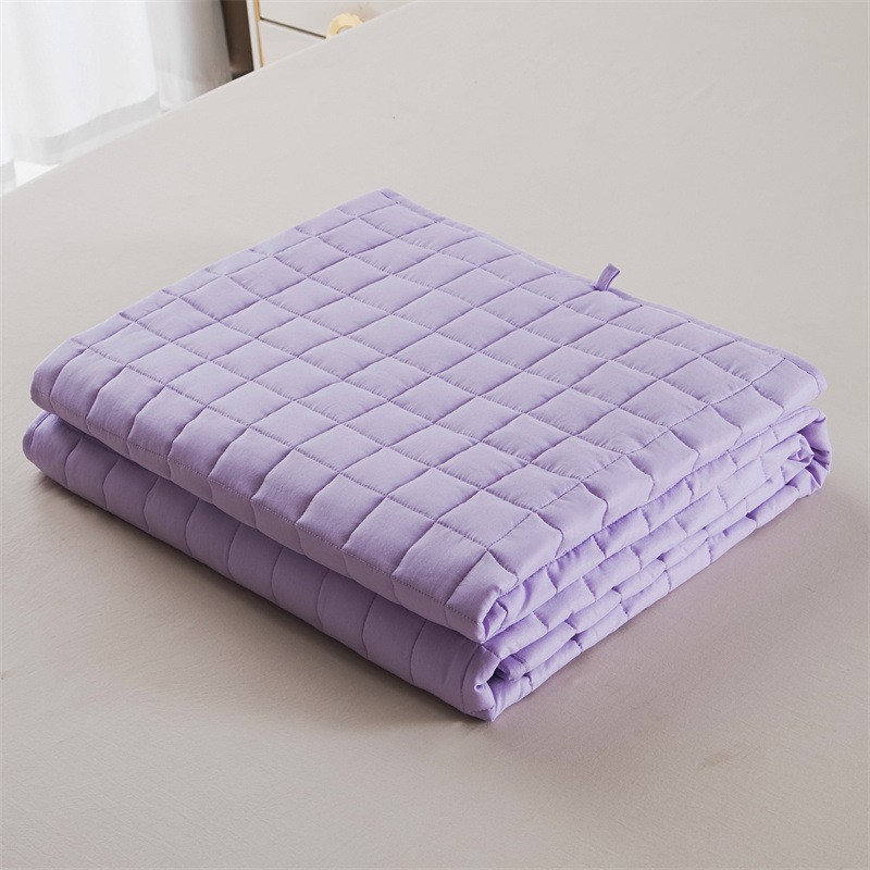 (면) 연보라색 작은 격자 무게 담요