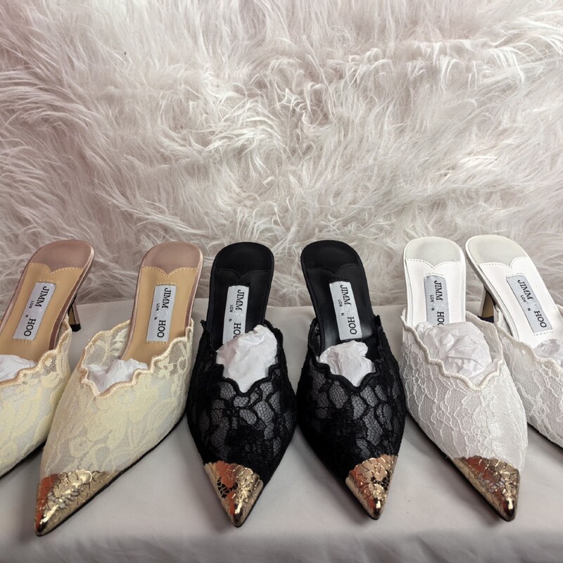 High-end JC sandals, new fairy-style ultra-high heel pointed lace women's shoes, sexy and versatile high heels High-end JC sandals, new fairy-style ultra-high heel pointed lace women's shoes, sexy and versatile high heels