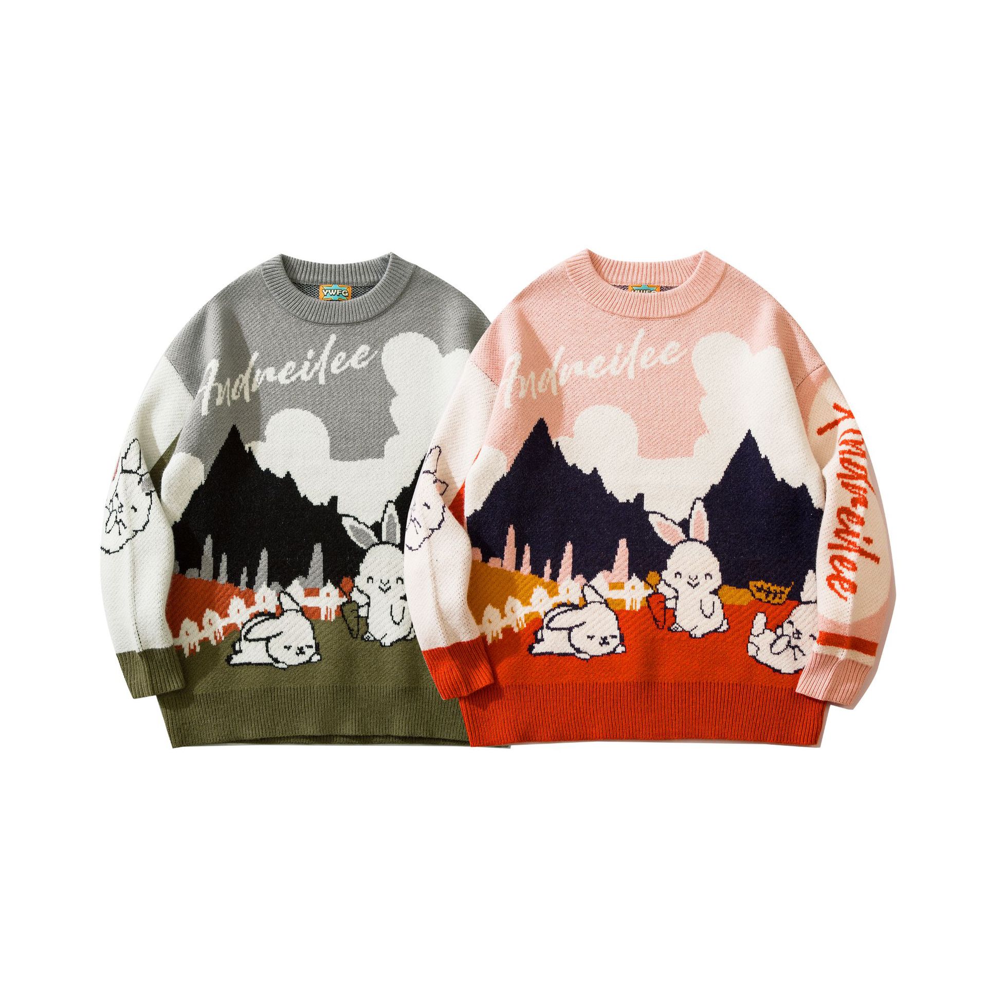 Cartoon loose sweater men's tide brand a...