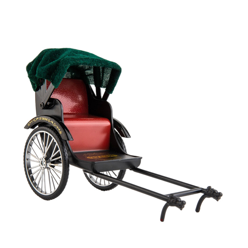 人力黄包车仿真合金模型老上海怀旧复古车老爷车金属玩具收藏摆件