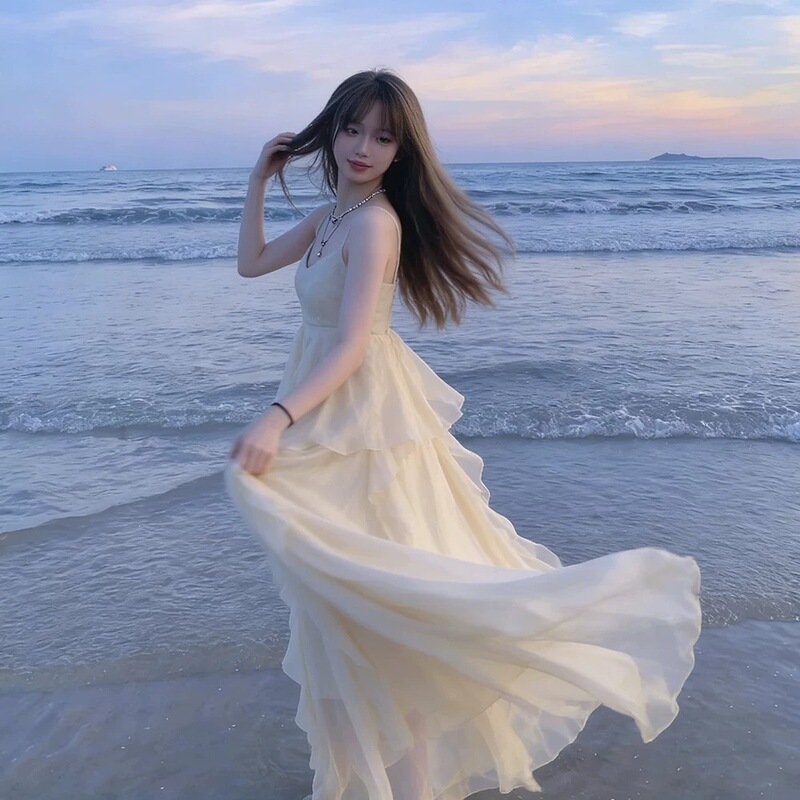 Summer New Style Sanya Seaside Vacation Fairy Strap Dress for Women 2026 Beach Photoshoot Dress