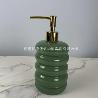 工厂定制莳罗绿陶瓷洗手液瓶子酒店会所高颜值洗发水沐浴露分装瓶
