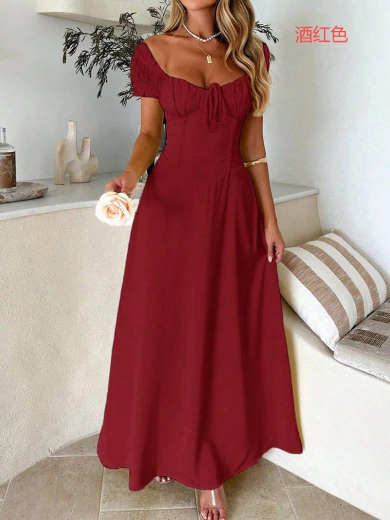 Women's Summer Elegant Short-Sleeve Maxi Dress