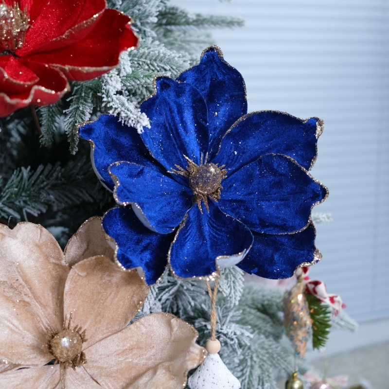国境を越えたクリスマスベルベット金辺クリスマス花クリスマスツリー装飾ホテルシーン配置花輪装飾花|undefined