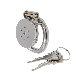 Funny Flat Plate Round Hole Chastity Lock Cage Male Chastity Vessel Alternative Constraint Interesting Tools Go Out to Wear Cross-Border