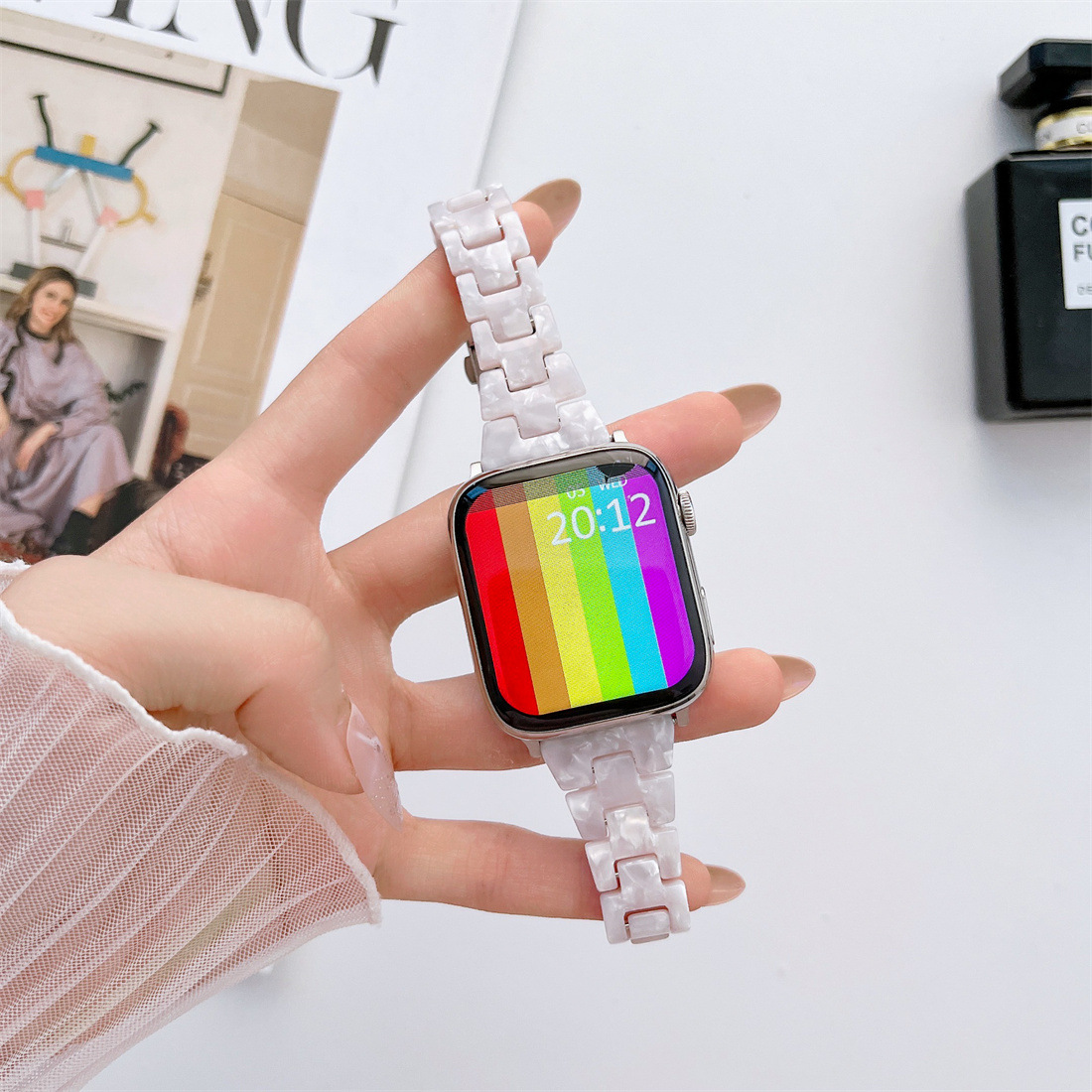40g Weight Apple watch watchband Classification Resin Material Multicolor, Solid Color Pattern Casual, Retro Style Casual Retro Multicolor Solid Color Apple Watch Watchband 9