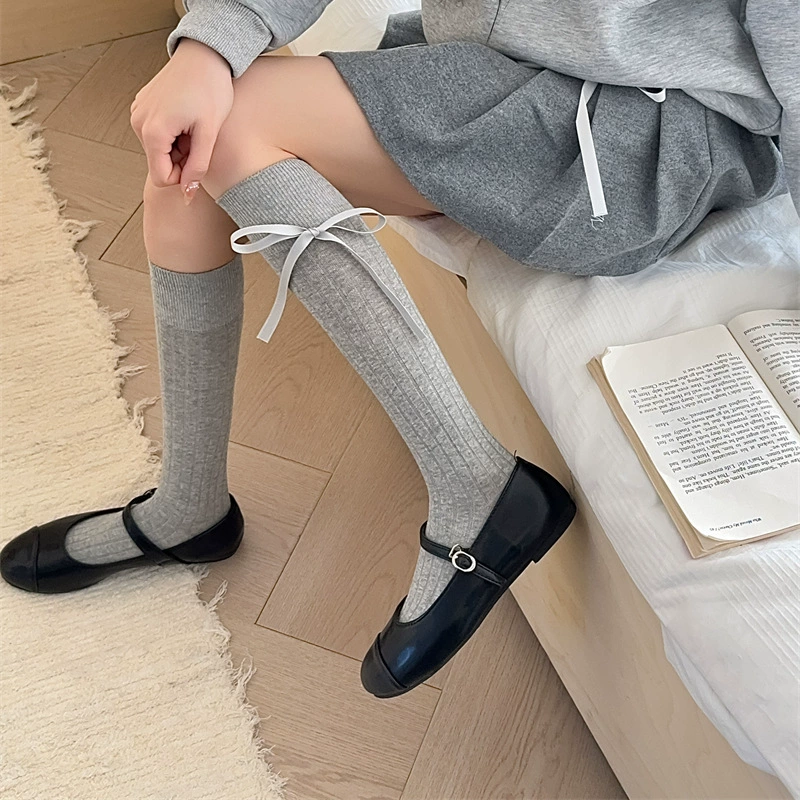 Носки 2025 весна-лето, стиль JK, широкая ребристая полоска, длинные гольфы для женщин