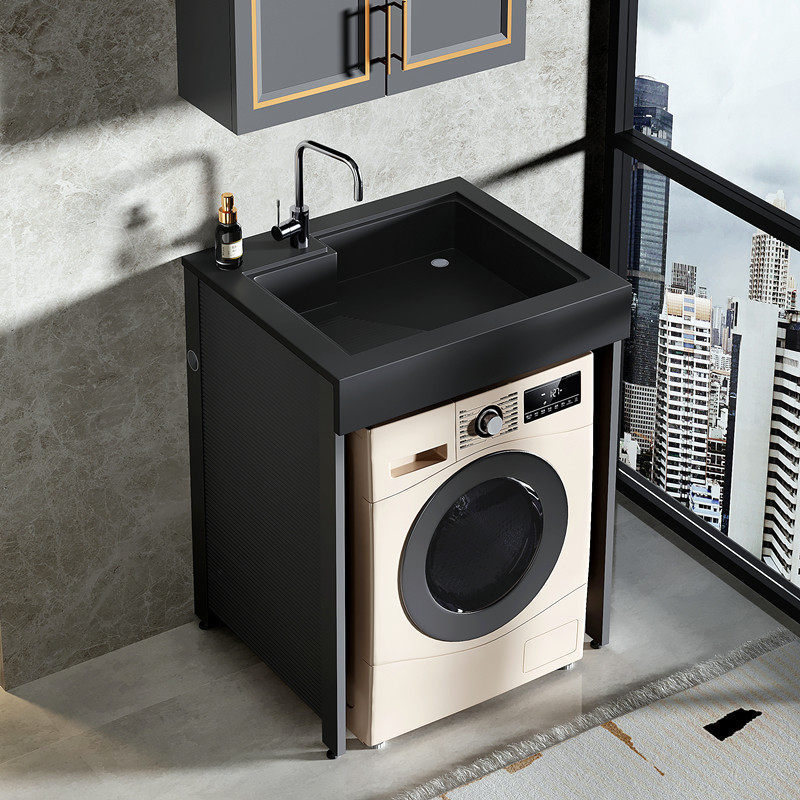 Balcony Space-Saving Aluminum Laundry Cabinet with Wash Basin, Bathroom Cabinet Combination for Small Apartments, Washing Machine Cabinet, Drum Washing Machine Companion, Washbasin Balcony Space-Saving Aluminum Laundry Cabinet with Wash Basin, Bathroom Cabinet Combination for Small Apartments, Washing Machine Cabinet, Drum Washing Machine Companion, Washbasin