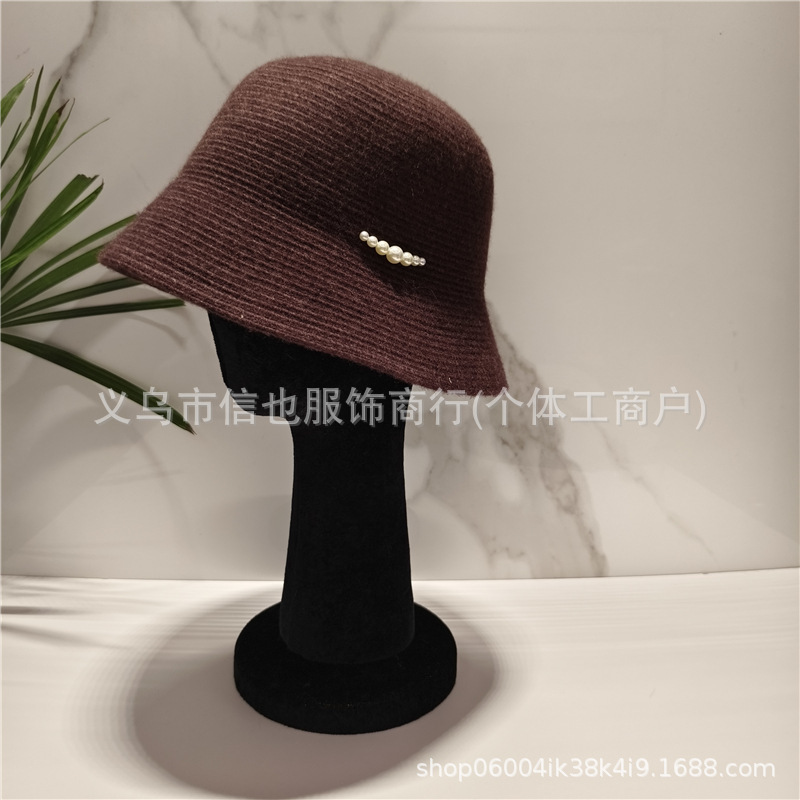 多种戴法的秋冬羊毛渔夫帽子女珍珠优雅时尚遮阳礼帽显脸小盆帽|undefined