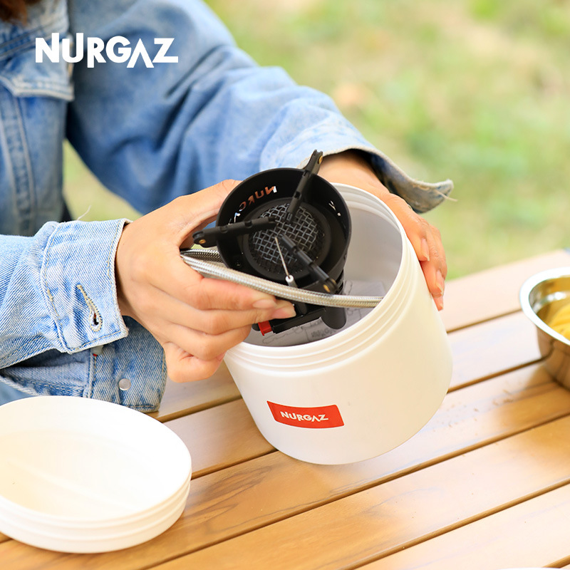 Nurgaz camping estufa dividida estufa plegable con encendido electrónico estufa de gas portátil feroz estufa a prueba de viento