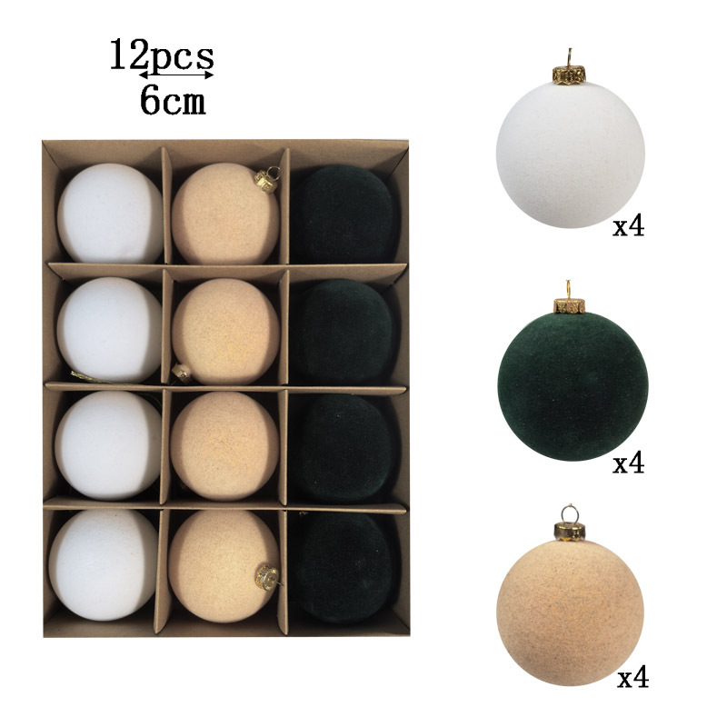 Transfronterizo color flocado bola de Navidad set decoración árbol de Navidad accesorios de bola colgante