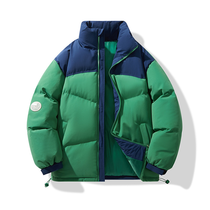 Streetwear Herren-Steppjacke – Farbblock-Steppjacke mit Stehkragen (M-4XL, Schwarz/Beige/Grün/Oliv, Obermaterial und Futter aus Polyester)_voghion.com